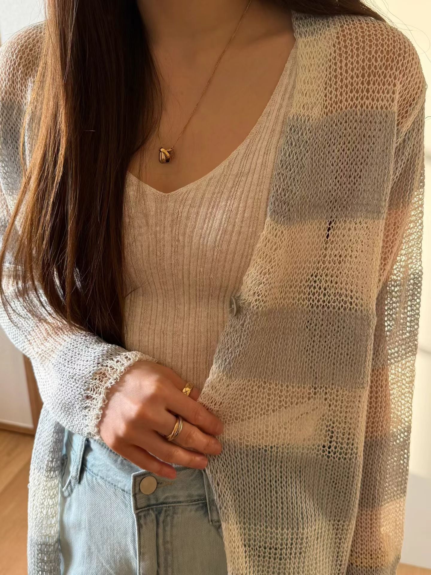 Longline Tropical Linen Cover Knit | 長版亞麻罩針織罩衫
