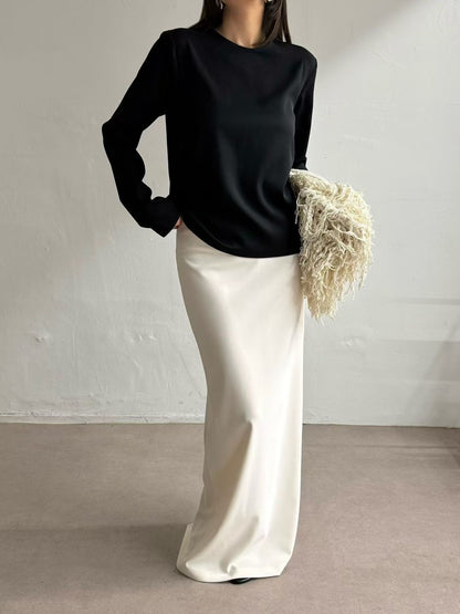 暗珠光背面小心機襯衫 | Pearly Low Back Ribbon Blouse