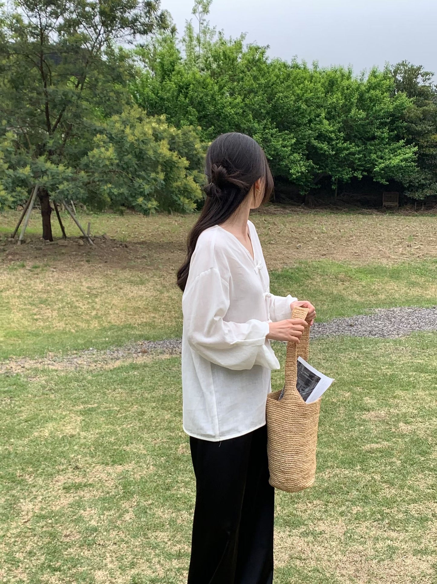 Tencel-Linen Retro Hook-Tie Jacket | 天絲亞麻鉤扣綁帶復古外套