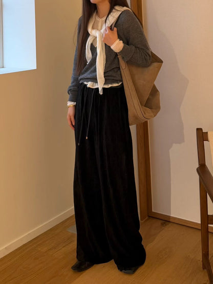 Satin Sheen Pleated Flexi Pants | 微緞感皺褶寬鬆直筒長褲
