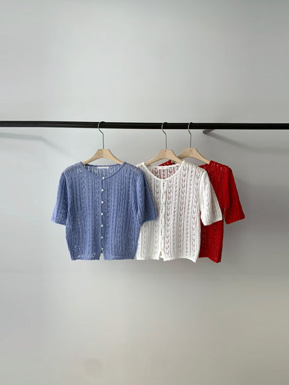 Pure Cotton Crochet Summer Cardigan | 夏日純棉鏤空針織外套