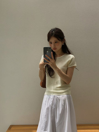 Soft Piping Halo Knit | 滾邊羽霧感輕針織上衣
