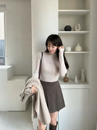 [Premium] Cashmere Tencel Lightweight High Neck Top