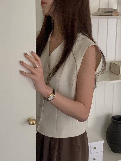 Silky Tailored Button Vest | 絲滑知性美西裝背心