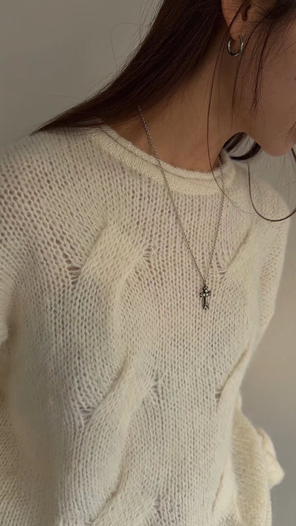 Oversized Alpaca Cable Knit | 寬版麻花羊駝針織