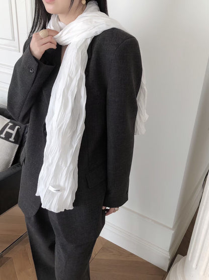 [春季必入飾品] Crepe Ruffle Scarf | 絹皺絲質頸巾￼