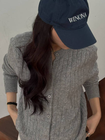 Soft Wool Cable Knit Cardigan