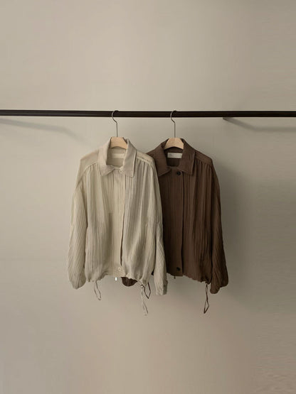 Collared Zip-Up City Jacket | 日常翻領麻質拉鍊輕外套