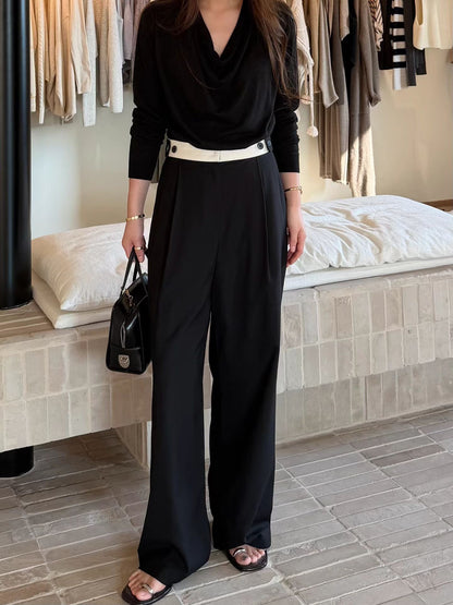Tailored Contrast Waistband Stripe Trousers | 修身拼色腰線條紋長褲