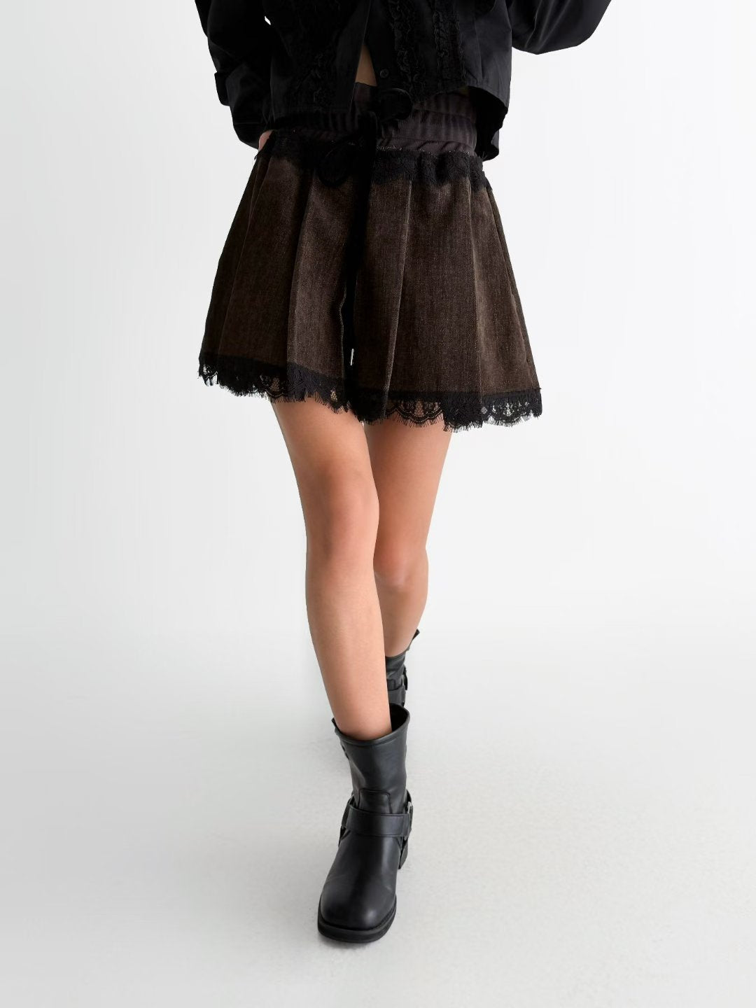 【本季流行～】Pleated Lace Skirt | Lace 拼接秋冬短裙