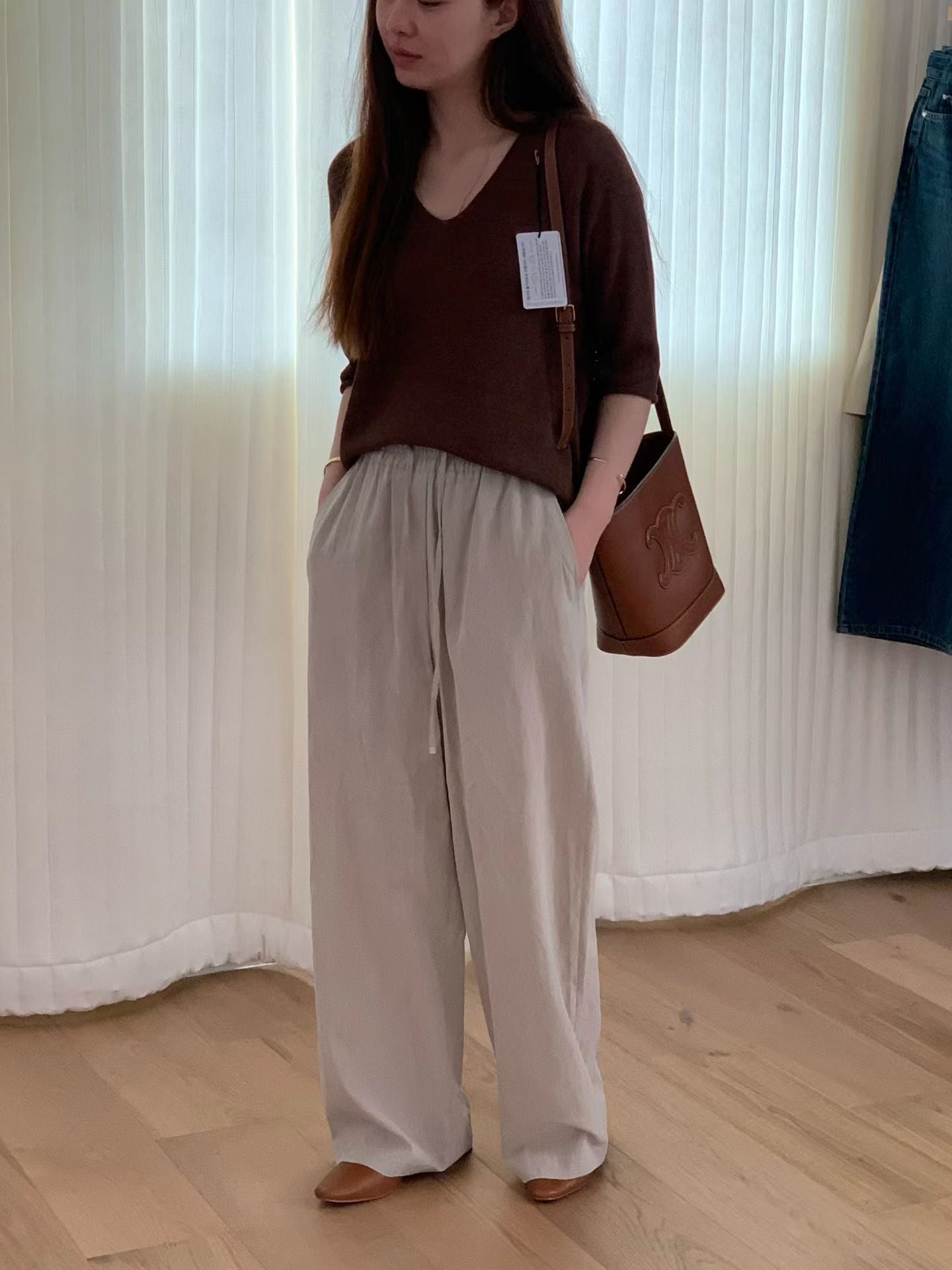 [𝑳𝒊𝒏𝒆𝒏 𝑬𝒅𝒊𝒕] Wholegarment Classic V Neck Linen Knit