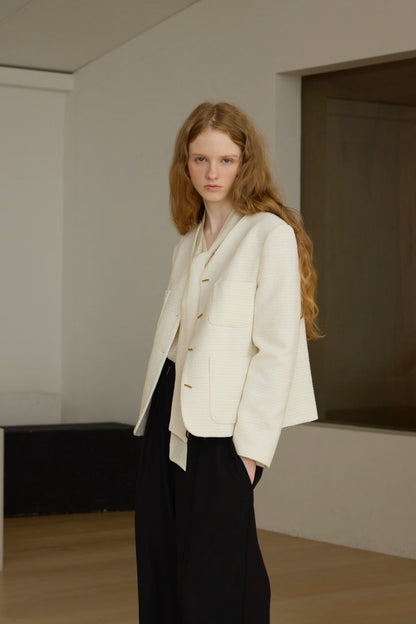 【One of a Kind】Flat Bar Tweed Blazer