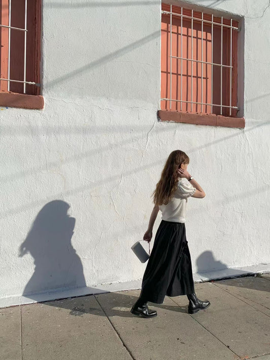 <設計感長裙> Dolly Pocket Breezy Tencel Skirt | 卷邊細節A型長裙