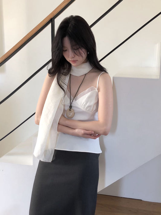 Sweetheart Neckline Chiffon Detail Cami | 甜美雪紡圍邊吊帶背心