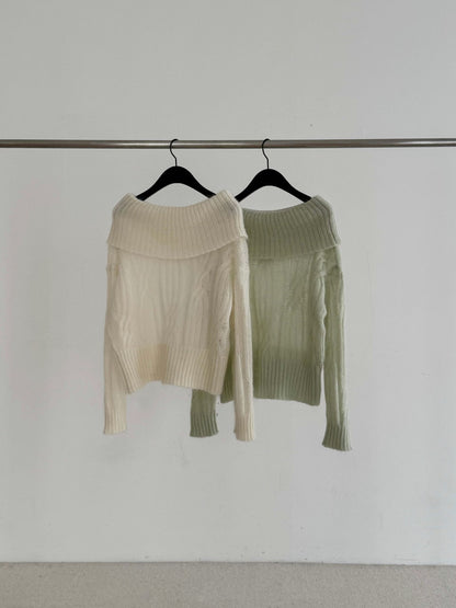 Romance Off-shoulder Knitted Top | 浪漫平肩針織上衣