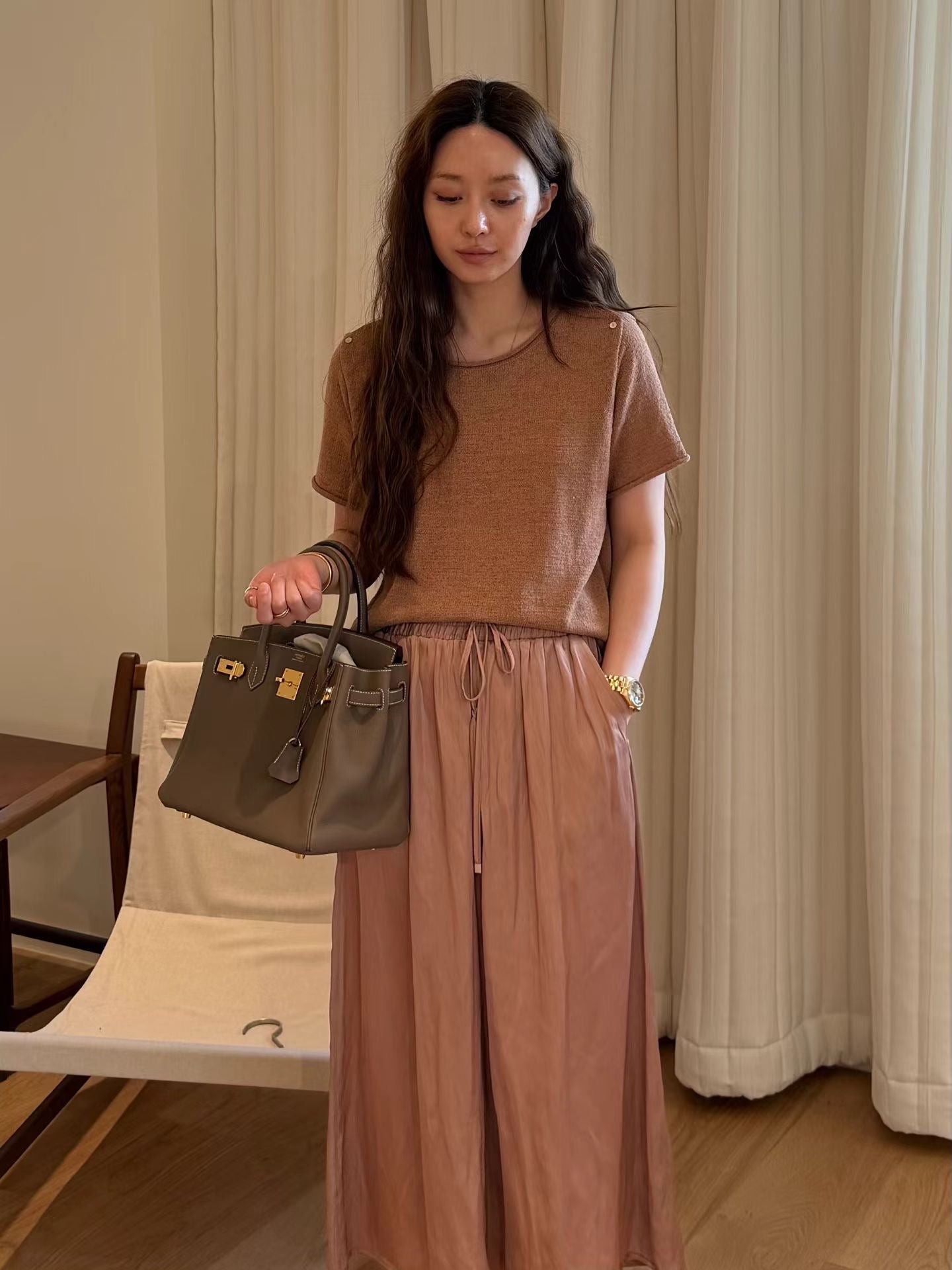 Petite Ruffle Hem Linen Tee | 卷邊短袖麻質Tee