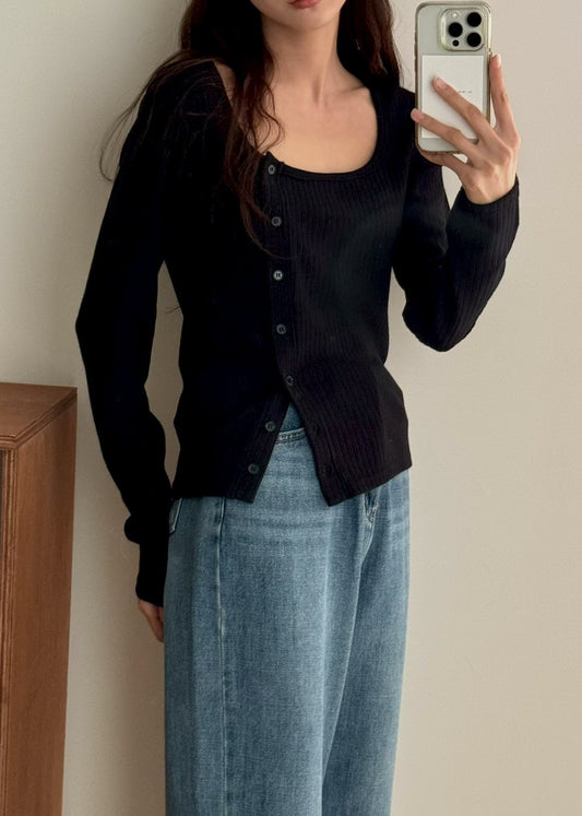 [連線壓軸加碼款] Winter Basic Side Button Up Top | 百搭側鈕扣方領Top￼