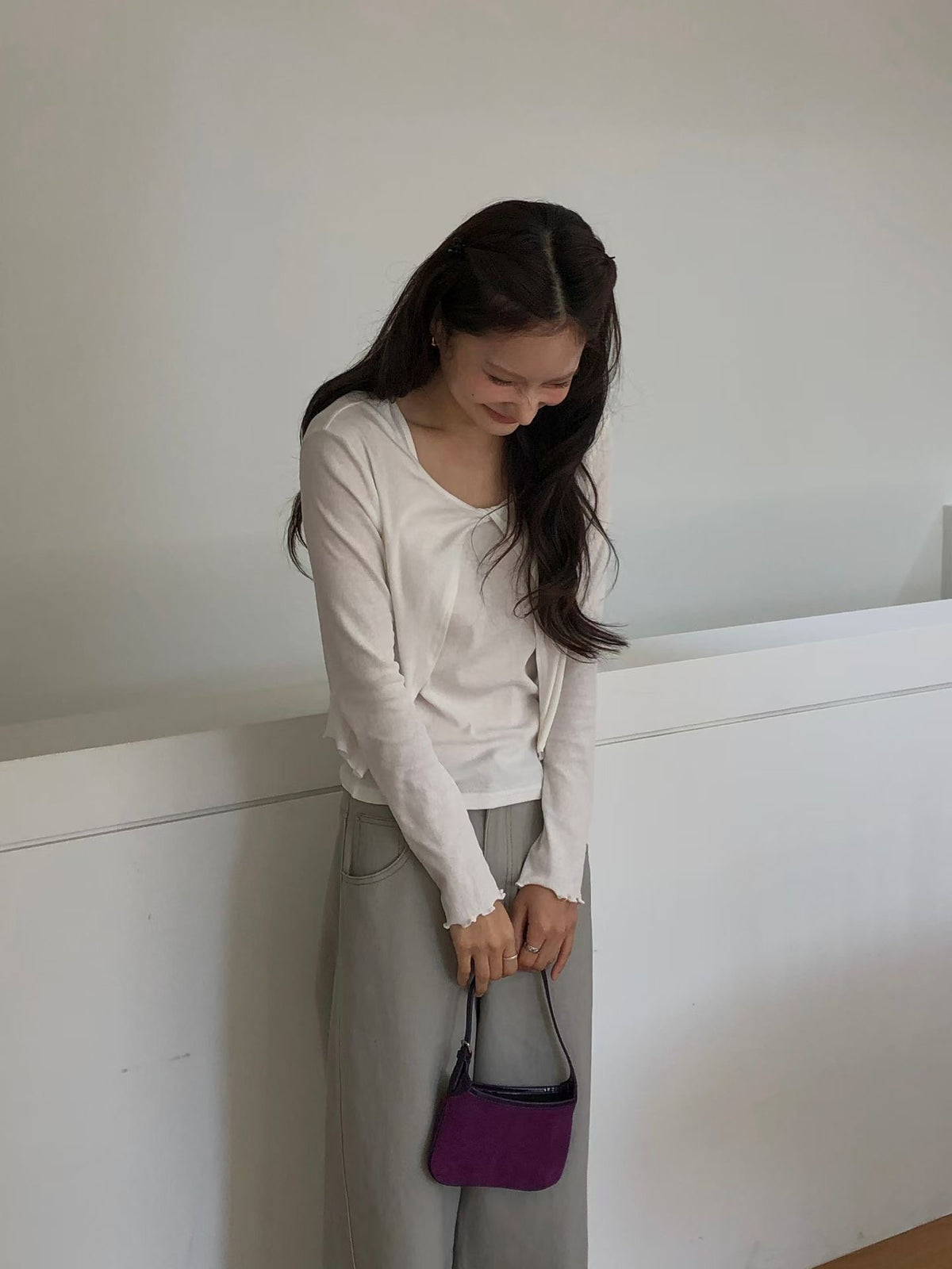 Ribbon Cross Tie Layered Top  | 交叉綁結針織上衣