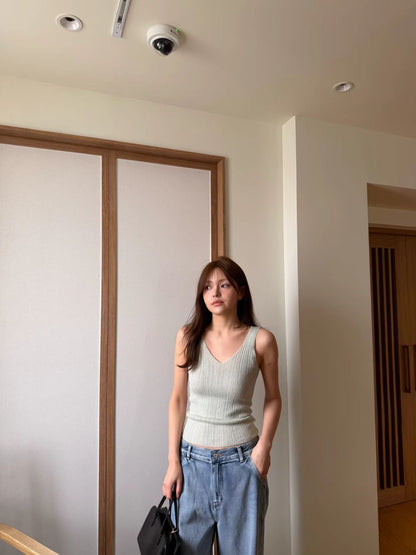 Elegant V Neck Linen Cami