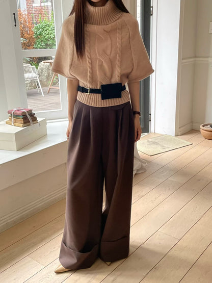 【獨特針織～】Batwing Wide Highneck Knit ｜ 精緻羅紋闊高領針織