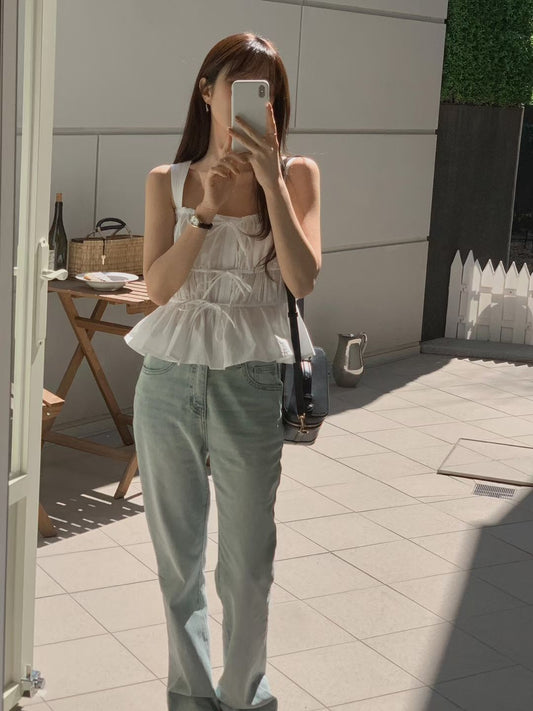 Sweetheart Scrunchie Tank | 甜心領口束結背心