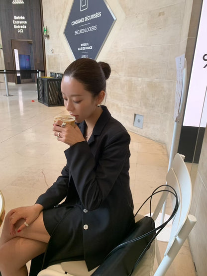 【暴美通勤風】Tailored Front Slit Maxi Skirt | 高腰開叉假兩件長裙