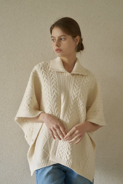 Delicate Cable Knitted Cape