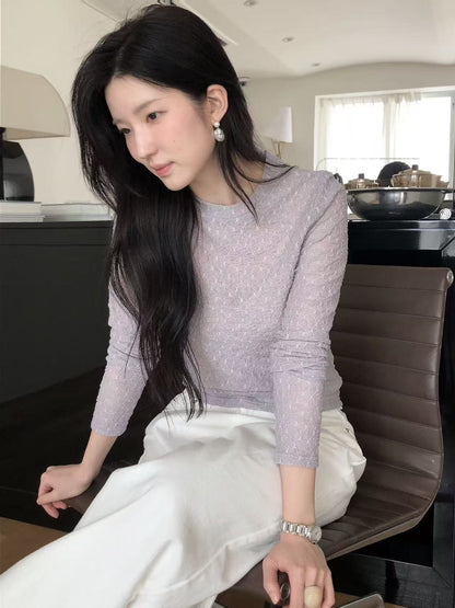 夏日溫柔粉雪長袖Tee | Snowy Lace Tee