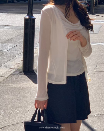 [獨特極美設計款] 天絲垂感流水Top