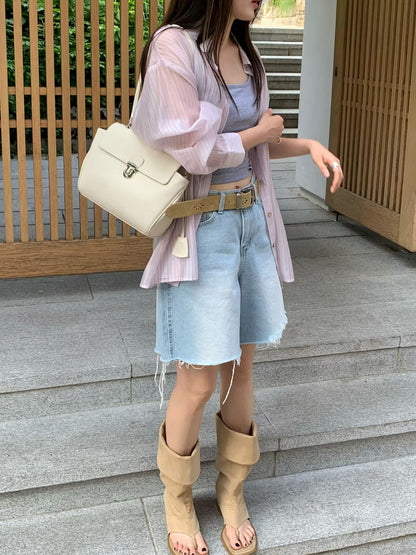 Airy Sheer Boyfriend Striped Shirt | 知性美男友風透膚條紋襯衫