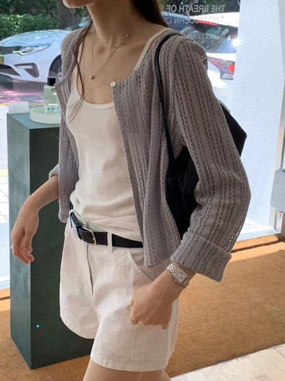 Pointelle Weaving Parisian Cardigan
