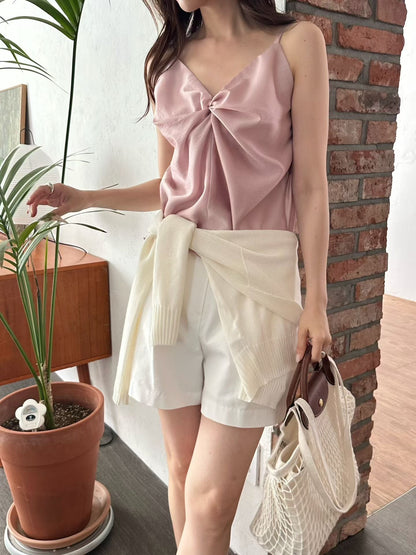 【絕美設計！】Silky Twist Bow Cami | 緞感蝴蝶細肩帶背心