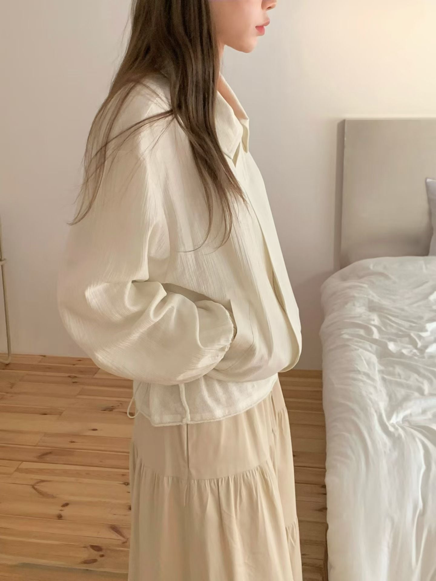 [真絲外套！]Relaxed Tencel Sheer Hairline Jacket | 真絲慵懶感休閒外套￼