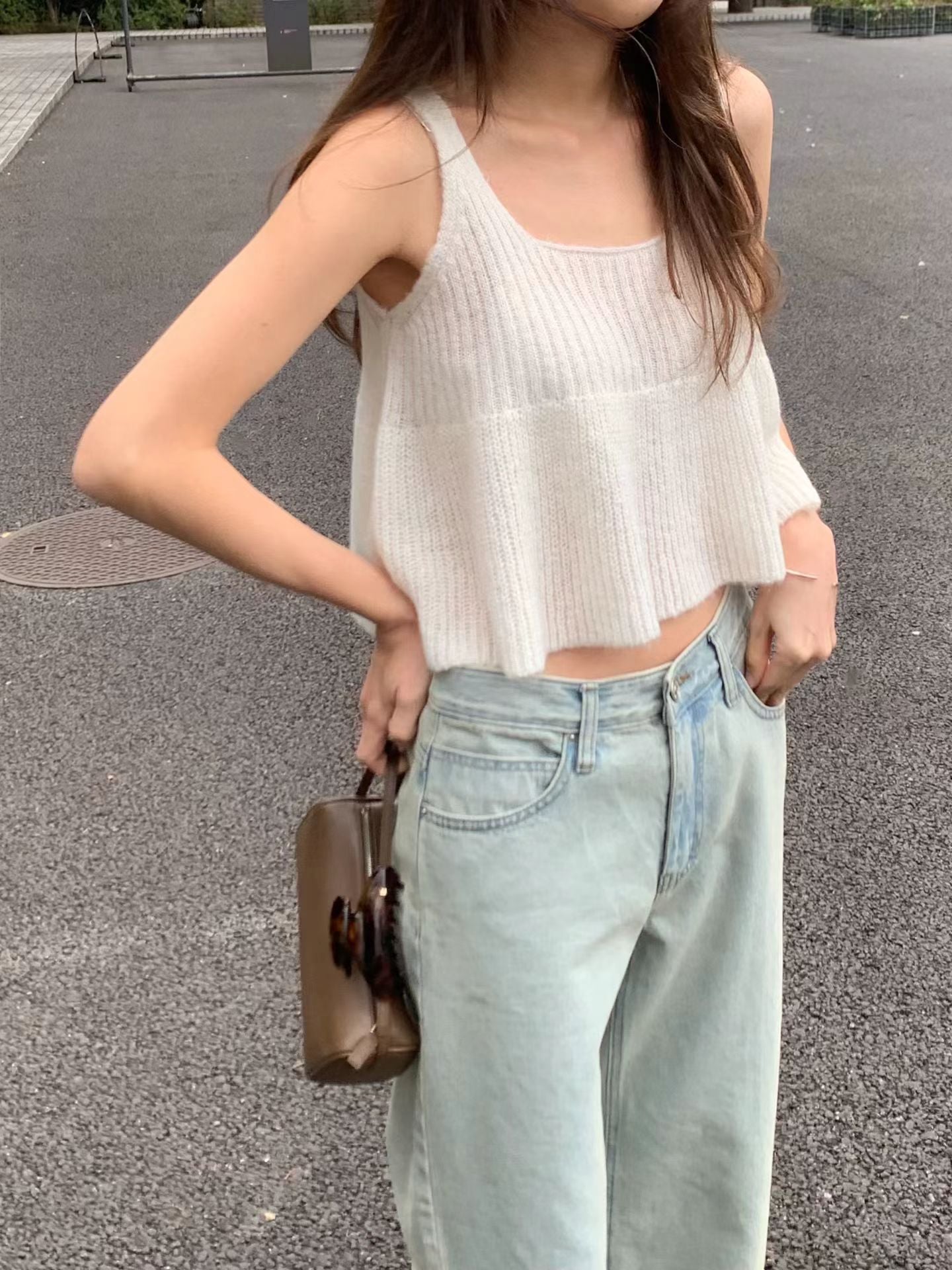 飄逸勾織方領背心 | Premium Summer Knitted Flaire Tank Top