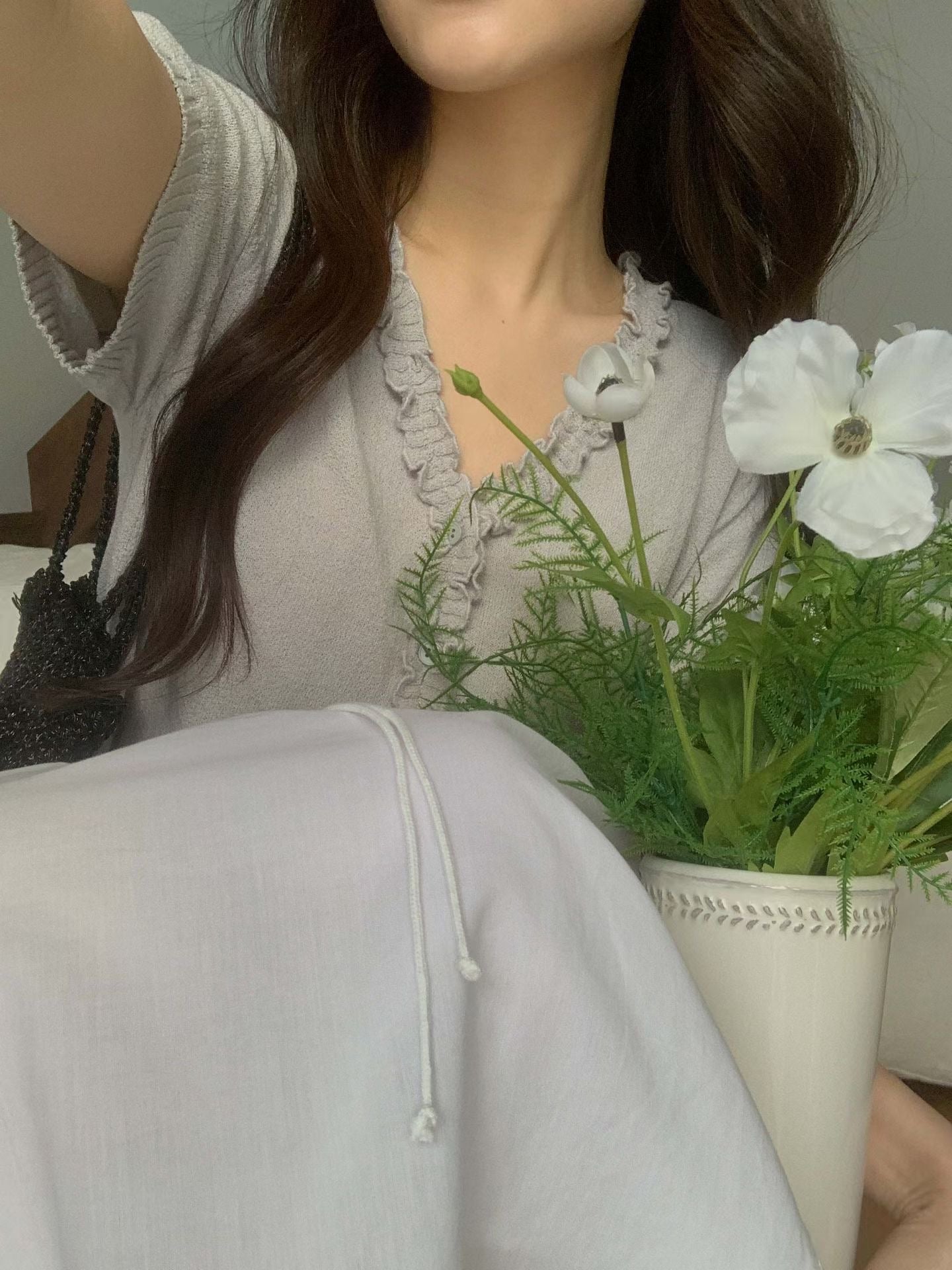 Delicate Ruffle Knitted Blouse | 精緻木耳滾邊上衣￼