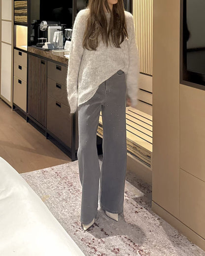 Rhinestoned Straight Leg Jeans | 筆直小碎石牛仔褲￼￼