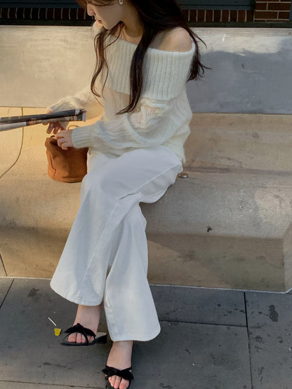 Romance Off-shoulder Knitted Top | 浪漫平肩針織上衣