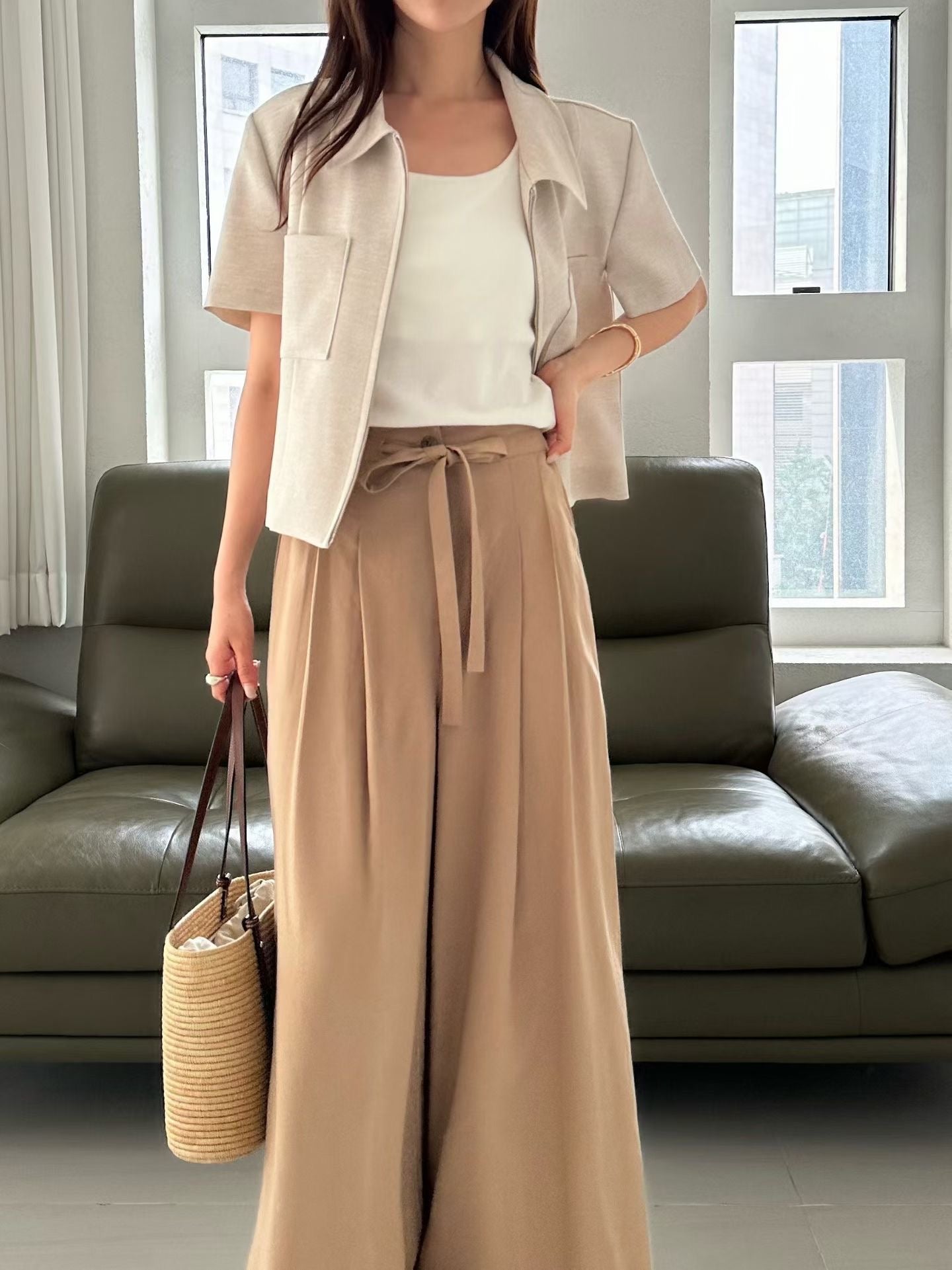 Elegant Tailored Cropped Zip Jacket | 短版拉鍊外套