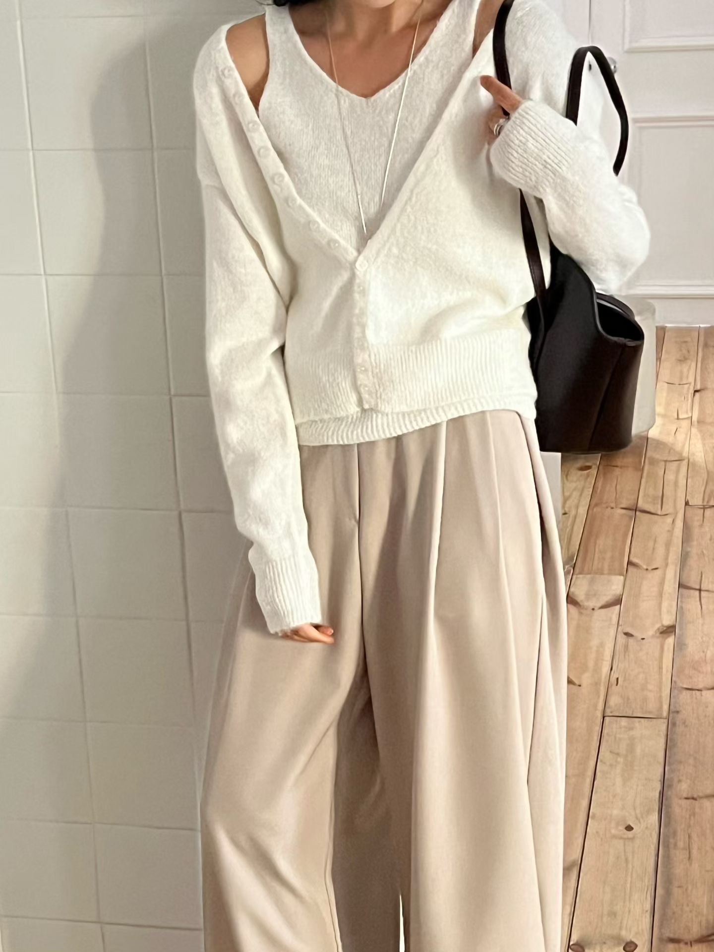 Classic Buttoned Cami & Cardi Set