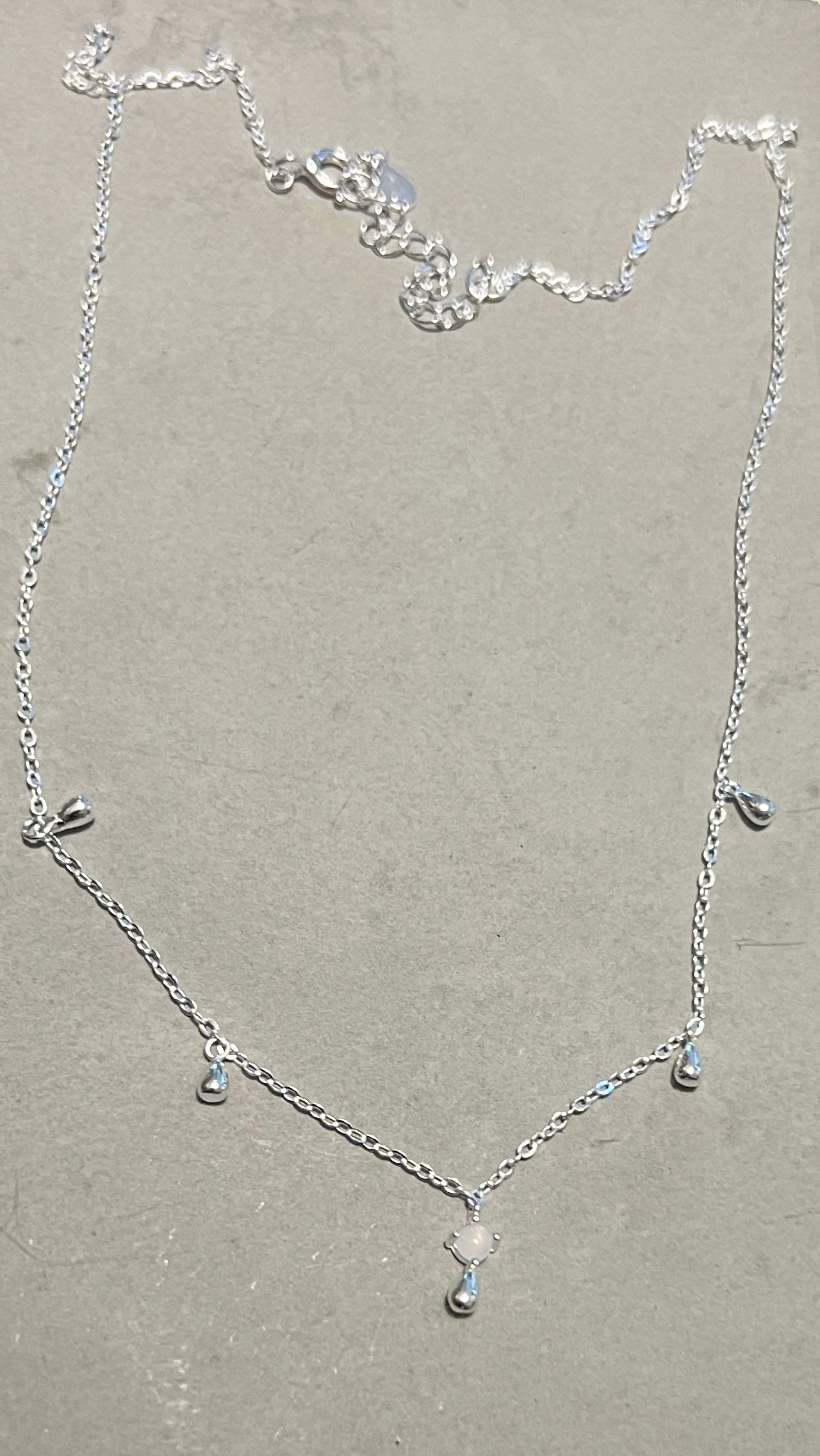 Teardrop Necklace with Misty Blue Bead