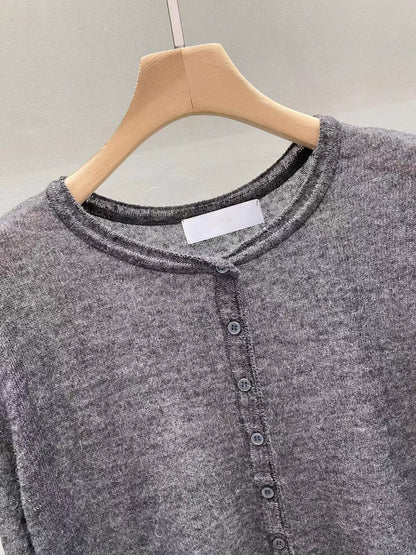 Featherlight Sheer Mist Mohair Cardigan | 輕盈霧感薄透馬海毛針織外套