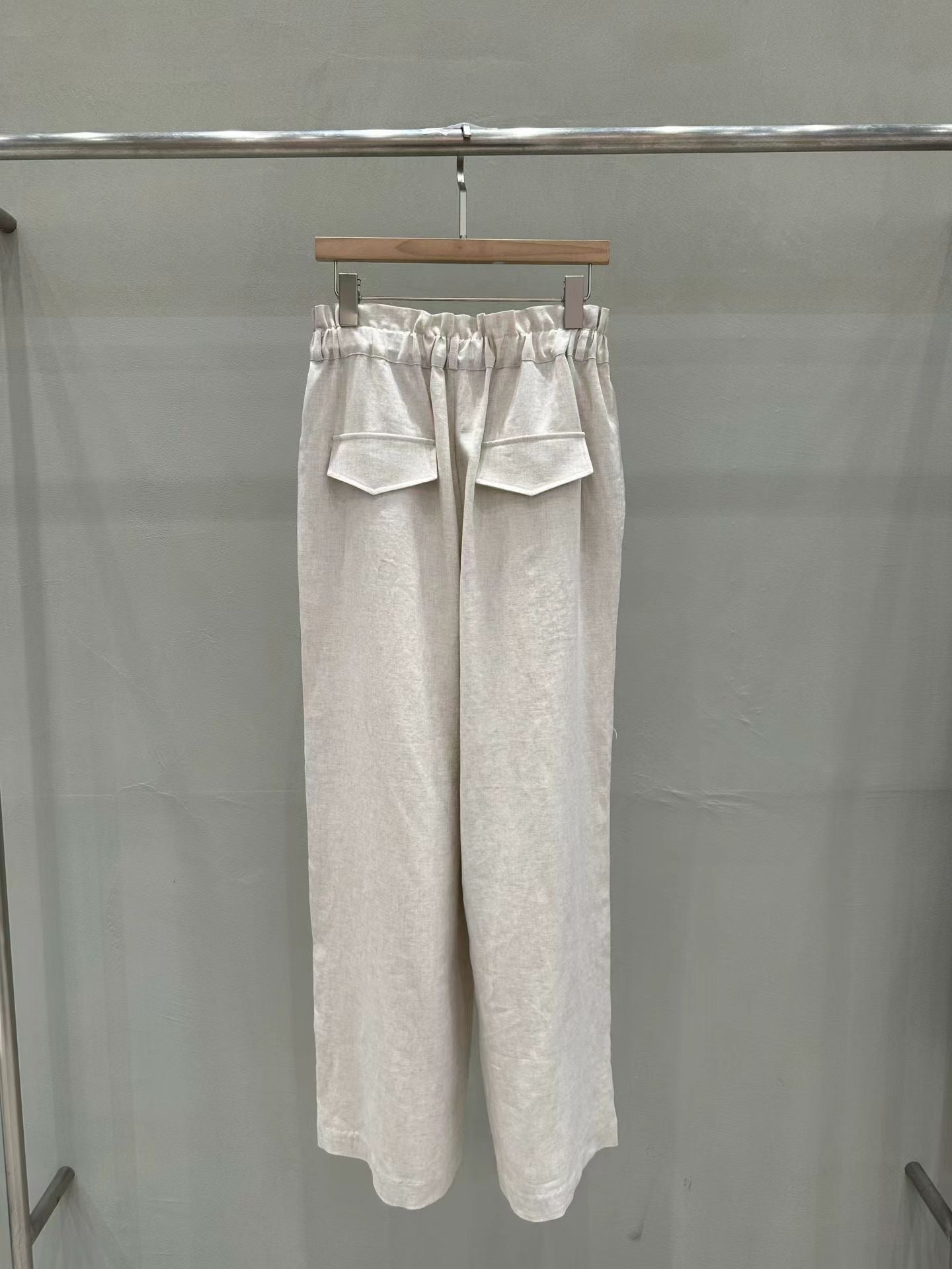 Scrunched Waist Linen-Tencel Pants | 抓皺腰線天絲亞麻長褲