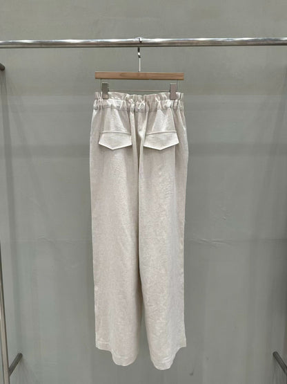 Scrunched Waist Linen-Tencel Pants | 抓皺腰線天絲亞麻長褲