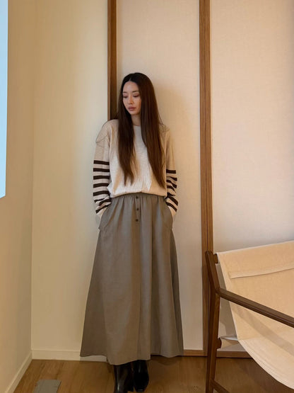 Heritage Camel Striped Sleeves Knit | 老錢風經典駝毛條紋手袖針織上衣