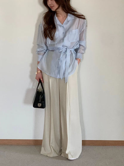 [𝑳𝒊𝒏𝒆𝒏 𝑬𝒅𝒊𝒕] Linen Office Chic Wide Leg Trousers | 麻質天絲飄逸長褲￼