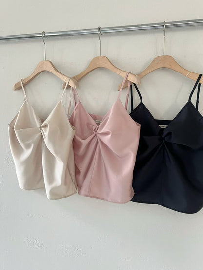 【絕美設計！】Silky Twist Bow Cami | 緞感蝴蝶細肩帶背心