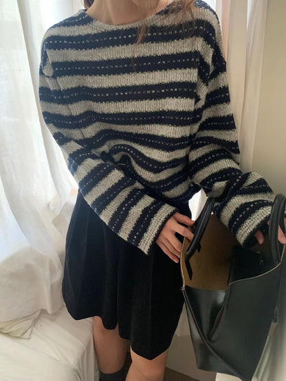 The Mariner Striped Knit | 細緻條紋圓領Top