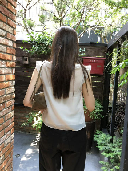 Fairy Bloom Ruffle Blouse | 仙氣荷葉滾邊小飛袖背心