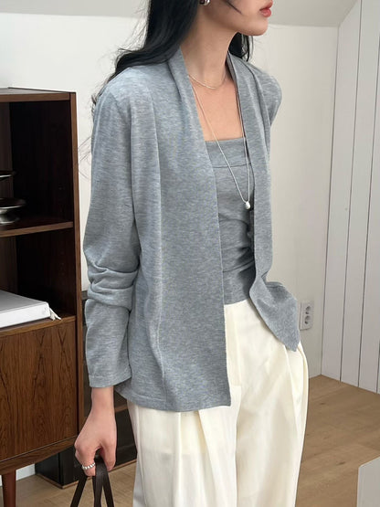 優雅平領背心外套套裝 | Flat Fold Detail Cami & Cardi Set