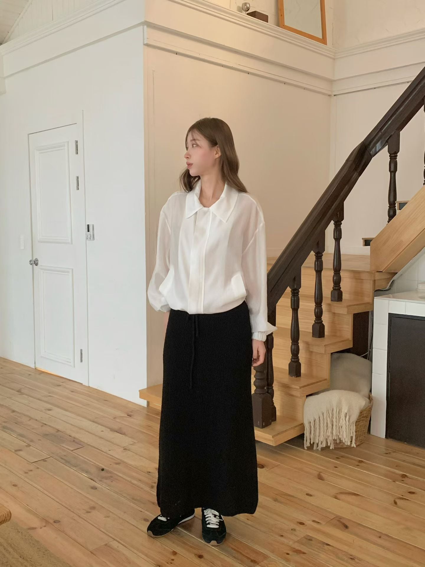 Plisse Crochet Midi Skirt | 鈎織感橡筋腰中長裙